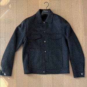 Theory Men's Charcoal Wool Cashmere Trucker Jacket NWT